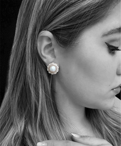 Boucles d'oreilles Boucles d'oreilles en platine 950 avec perles et diamants 58 Facettes