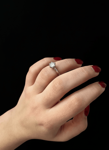 Bague 53 Bague solitaire en or blanc 18 carats avec diamant naturel 0,80 ct 58 Facettes
