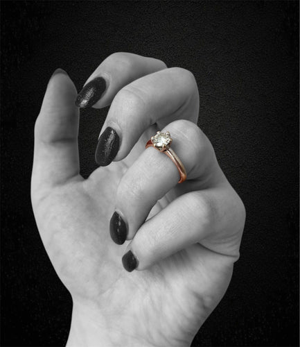 Bague 53 Bague solitaire en or blanc 18 carats avec diamant naturel 0,80 ct 58 Facettes