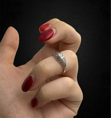 Bague Bague Liberty ajourée en or blanc et diamants taille rose 58 Facettes