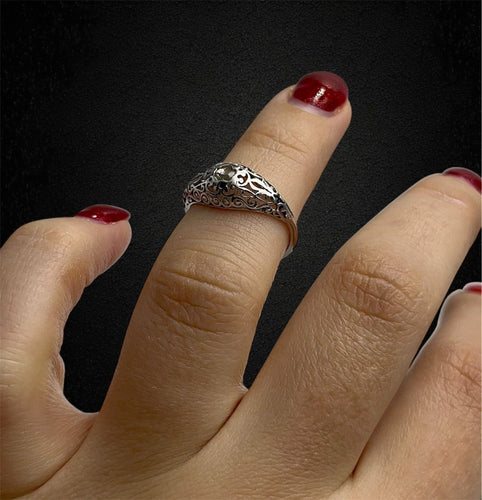 Bague Bague Liberty ajourée en or blanc et diamants taille rose 58 Facettes