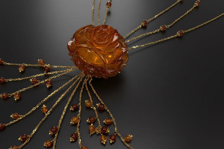 Collier Collier multifils avec pendentif en or 18 carats et ambre 58 Facettes