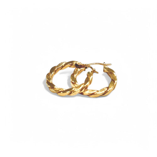 Boucles d'oreilles Créoles torsadées en or jaune 18K 58 Facettes