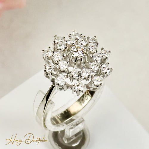 Bague 55 Bague en or blanc 14 carats avec diamants taille brillant, taille 55 58 Facettes 2824