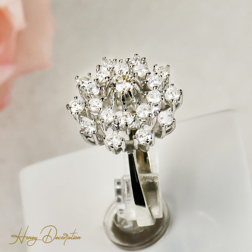 Bague 55 Bague en or blanc 14 carats avec diamants taille brillant, taille 55 58 Facettes 2824