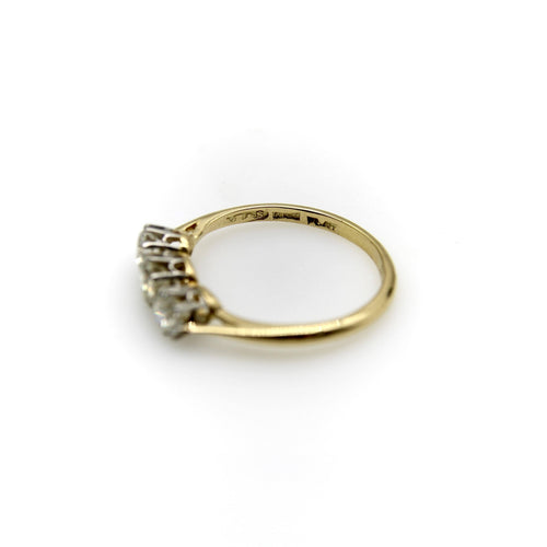 Bague Art déco - Bague trois pierres en or jaune 18k, platine et diamants 58 Facettes A2003U