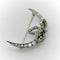 Broche Broche lune croissante à nœud en or et argent, diamants taille ancienne 58 Facettes