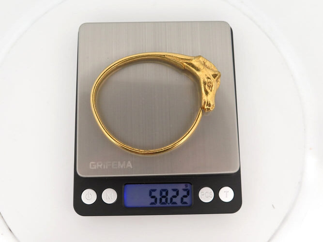 Bracelet vintage bracelet HERMES galop tete de cheval ravinet d'enfert plaque or 58 Facettes 272971