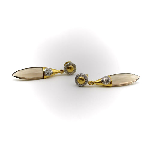 Boucles d'oreilles Gurhan - Boucles d’oreilles pendantes en or 24k au quartz fumé et diamants 58 Facettes