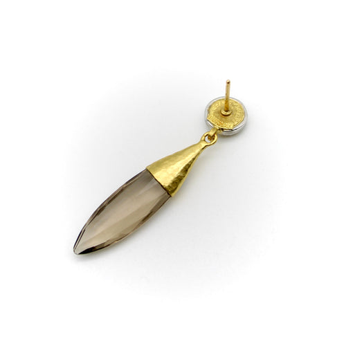 Boucles d'oreilles Gurhan - Boucles d’oreilles pendantes en or 24k au quartz fumé et diamants 58 Facettes