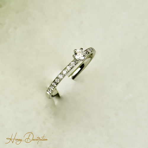 Bague 52.5 Bague halo en platine 950 avec brillants 0,30 ct 58 Facettes 2821