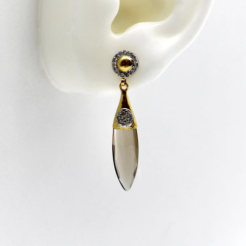 Boucles d'oreilles Gurhan - Boucles d’oreilles pendantes en or 24k au quartz fumé et diamants 58 Facettes