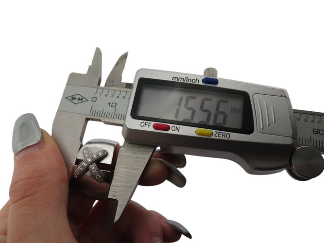 Bague 56 Chaumet Liens Croisés - Bague asymétrique GM en or blanc et diamants 58 Facettes 268855