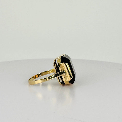 Bague 54 Bague vintage en or jaune 14k avec quartz fumé 58 Facettes 2512029