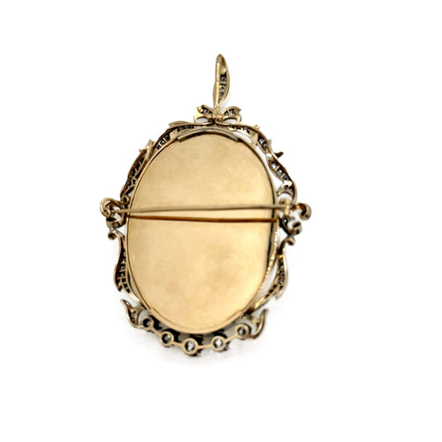 Broche Broche camée ancienne en or gris et argent, diamants taille brillant 58 Facettes REF23123-155