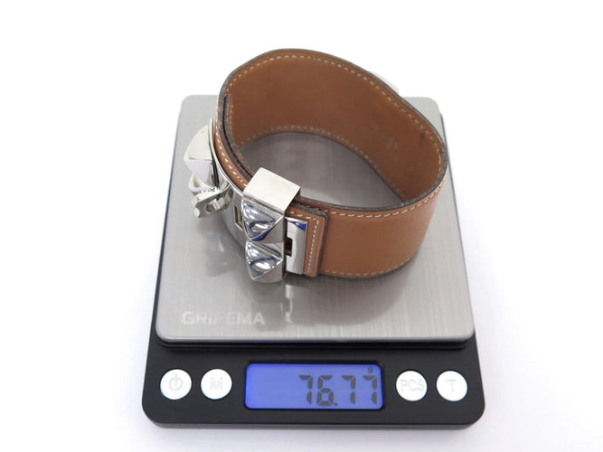 Bracelet vintage bracelet HERMES collier de chien medor en cuir camel 19-21cm 58 Facettes 273011