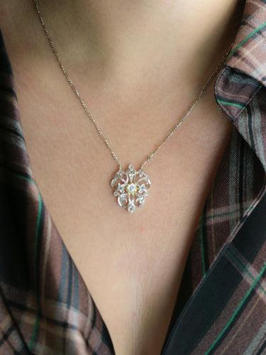 Collier Belle Époque - Collier en or blanc et jaune avec diamants taille ancienne 58 Facettes 1CA0000004/1 BIS