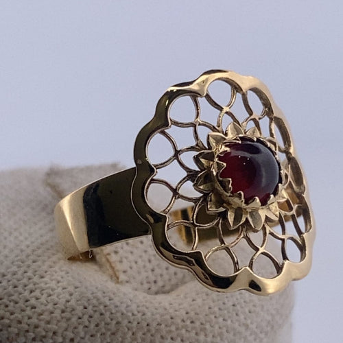 Bague 58 Bague marguerite en or jaune 18 carats avec grenat 58 Facettes 250176
