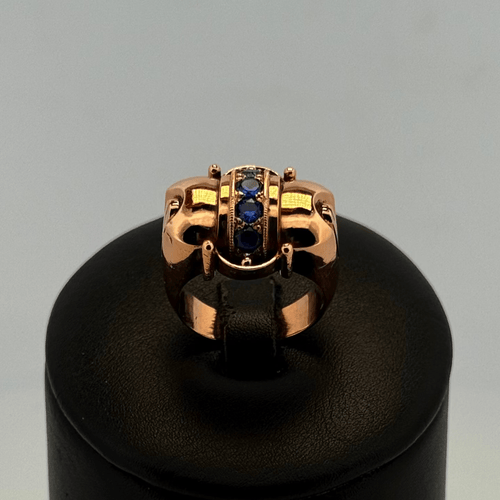 Bague 55 Bague sertie en or jaune 18 carats avec pierres bleues 58 Facettes 250038