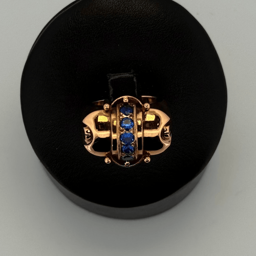 Bague 55 Bague sertie en or jaune 18 carats avec pierres bleues 58 Facettes 250038