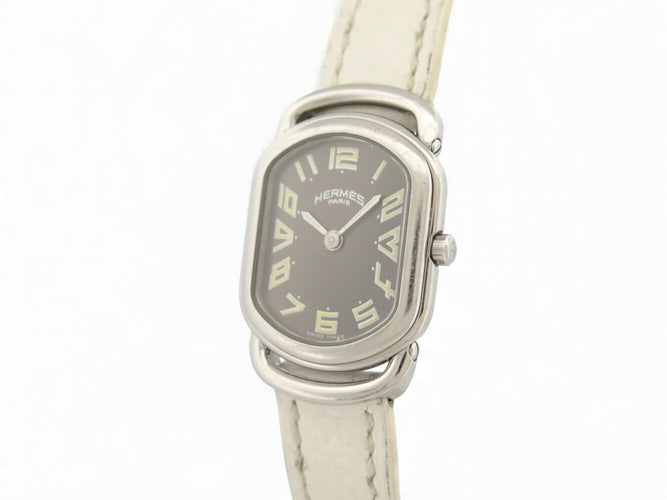 Montre Hermès Rallye RA1.210 - Montre à quartz femme en acier palladié 58 Facettes 271722