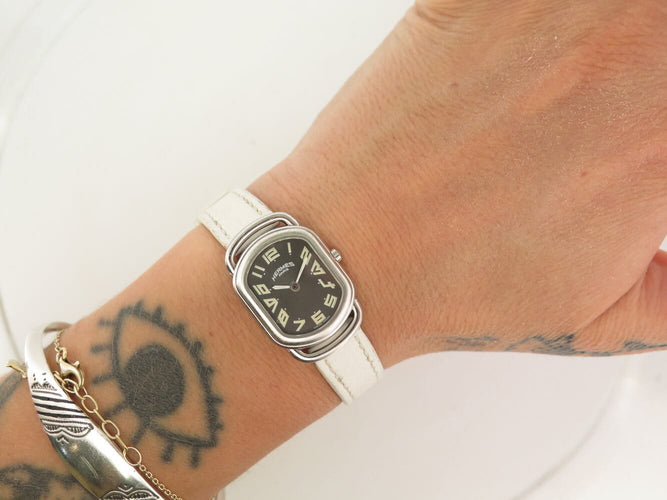 Montre Hermès Rallye RA1.210 - Montre à quartz femme en acier palladié 58 Facettes 271722