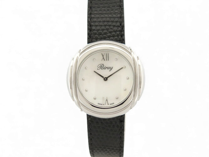 Montre Poiray Rive Droite - Montre quartz 31 mm en acier, bracelet cuir 58 Facettes 271816