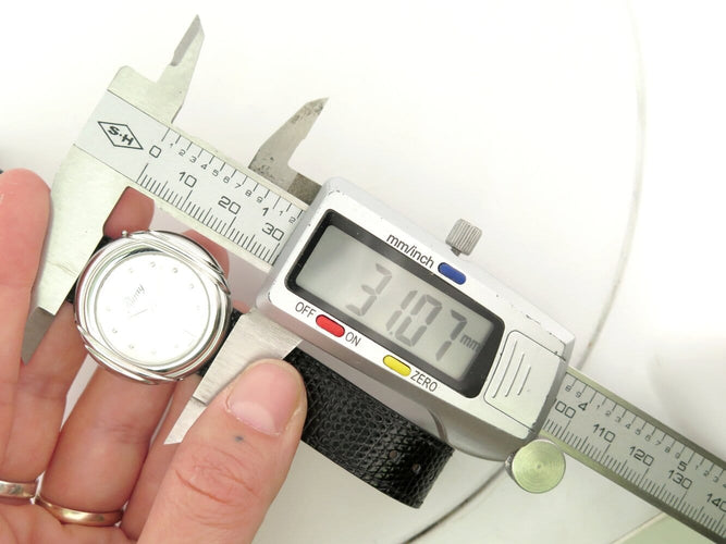 Montre Poiray Rive Droite - Montre quartz 31 mm en acier, bracelet cuir 58 Facettes 271816