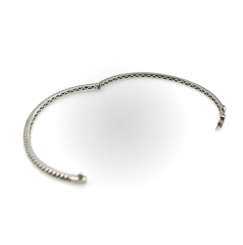 Bracelet Bracelet jonc contemporain en or blanc 18k et diamants 58 Facettes A2005B