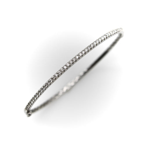 Bracelet Bracelet jonc contemporain en or blanc 18k et diamants 58 Facettes A2005B