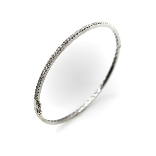 Bracelet Bracelet jonc contemporain en or blanc 18k et diamants 58 Facettes A2005B