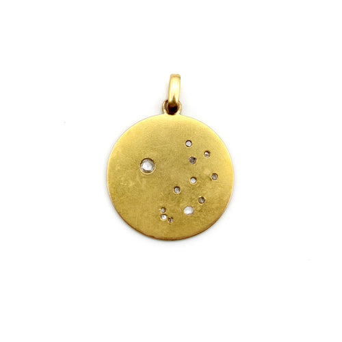 Pendentif Médaillon étoile, lune et blé en or 18k et diamants 58 Facettes