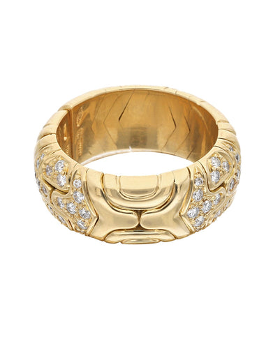 Bague Bvlgari Alveare - Bague bandeau en or jaune 18k et diamants 58 Facettes