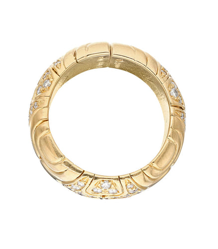 Bague Bvlgari Alveare - Bague bandeau en or jaune 18k et diamants 58 Facettes
