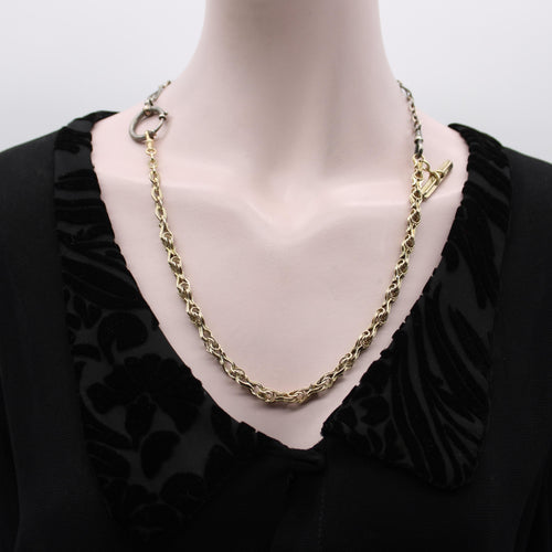 Montre Époque victorienne - Chaîne de montre en or 14 carats avec barre en T et mousqueton 58 Facettes A2005M