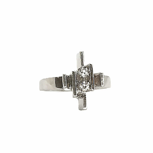 Bague 51 Bague vintage - Diamants en or blanc 18 carats 58 Facettes