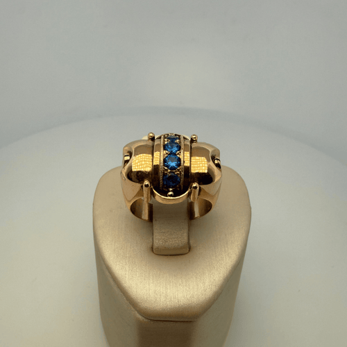 Bague 55 Bague sertie en or jaune 18 carats avec pierres bleues 58 Facettes 250038