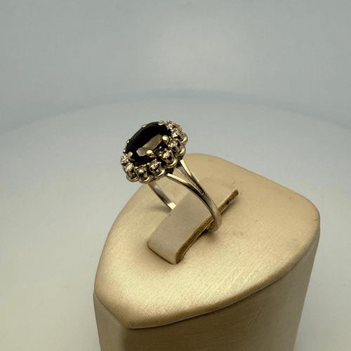 Bague 54 Bague entourage saphir et diamants en or blanc 18 carats 58 Facettes 250153