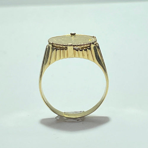 Bague 65.5 Bague avec pièce mexicaine en or jaune 18K, 10 g 58 Facettes 250036