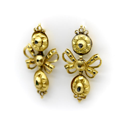 Boucles d'oreilles Boucles d’oreilles pendeloque ibériques géorgiennes en or 21K et diamants 58 Facettes