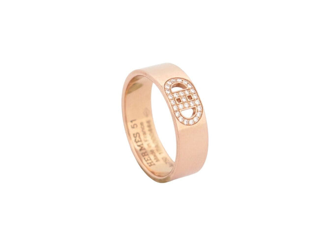 Bague 51 bague HERMES h d'ancre pm h115601b diamants t51 or rose 18k 58 Facettes 272646