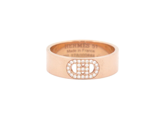 Bague 51 bague HERMES h d'ancre pm h115601b diamants t51 or rose 18k 58 Facettes 272646