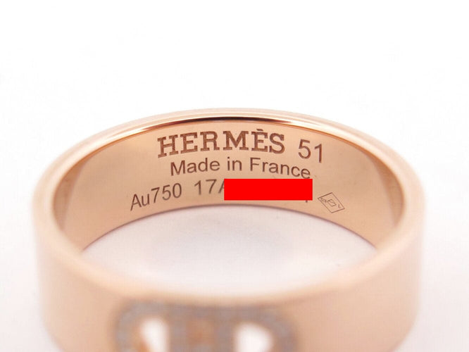 Bague 51 bague HERMES h d'ancre pm h115601b diamants t51 or rose 18k 58 Facettes 272646
