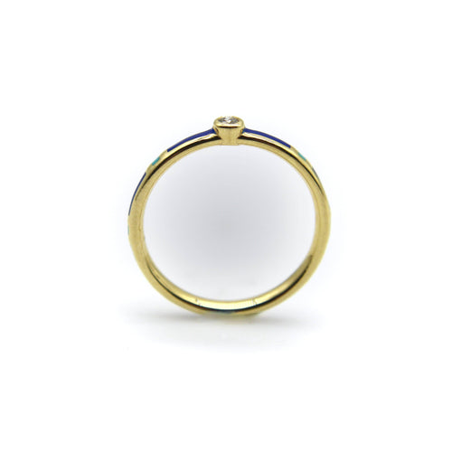 Bague Bague en or 18K émaillée bleu et turquoise avec diamant 58 Facettes