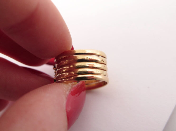 Bague 46 Bague Pinky 5 rangs en or jaune 18k, diamants et pierres précieuses 58 Facettes 272708