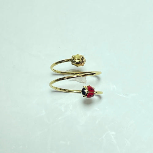 Bague 47 Bague coccinelle en or jaune 18 carats émaillée rouge et noir 58 Facettes 250077