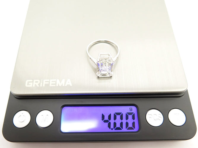 Bague 55 bague solitaire solitaire diamant taille emeraude 7ct t55 or blanc 18k 58 Facettes 271662