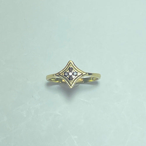 Bague 54 Bague motif losange en or jaune 18 carats et pierres foncées 58 Facettes 250115