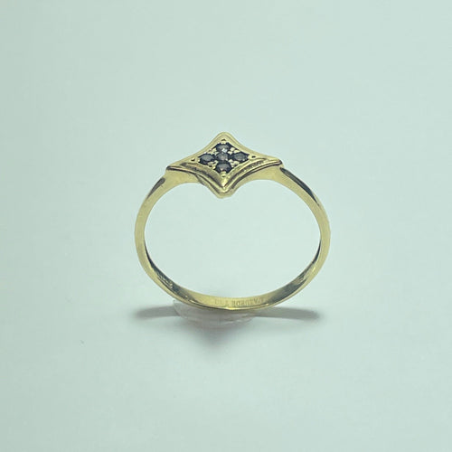 Bague 54 Bague motif losange en or jaune 18 carats et pierres foncées 58 Facettes 250115