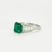 52 Emerald Platinum Diamond Ring - Art Deco 58 Facettes